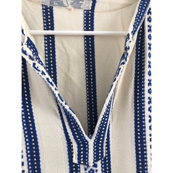 Vtg 1970's Maxi Kaftan Dress ALEX CONDARINIS Blue White Vertical Striped - Picture 9 of 10